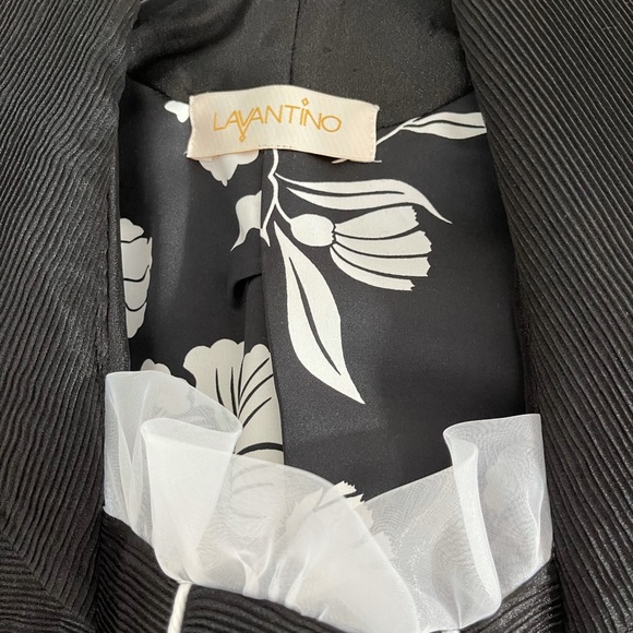 LAVANTINO Black & White Stripe 2pc Silk Suit Sz 10 - Picture 4 of 12